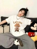 Hot Selling Labubu Print Short Sleeve Combed Cotton T-Shirts Bulk Wholesale Chinese Clothing Stock Lots - Image 7