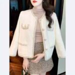 Full Clearance 2000pcs Women's French Elegant Small Fragrance Style Short Mink Knit Cardigan Outerwear, Black & White Available - Image 9