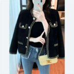 Full Clearance 2000pcs Women's French Elegant Small Fragrance Style Short Mink Knit Cardigan Outerwear, Black & White Available - Image 5