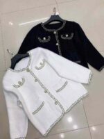 Bulk Clearance 2000 Pcs: Women's French Elegant Short Tweed Style Mink Knit Cardigan Outerwear Black & White One Size - Image 8