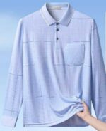 Men's Ice Silk Collared Long Sleeve T-Shirts With Chest Pocket | Bulk Chinese Clothing Stock Lots Wholesale Export - Image 7