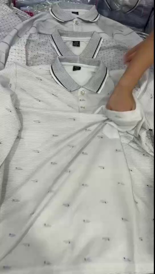 Bulk Wholesale 2700PCS Men's Ice Silk Collared Long Sleeve T-Shirts With Chest Pocket - Chinese Clothing Stock Lots - Image 1