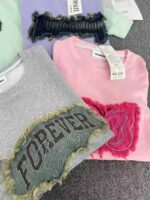 Bulk Wholesale Heavy Letter Embroidery Patchwork Denim Sweatshirts | Chinese Clothing Stock Lots Full Clearance - Image 4