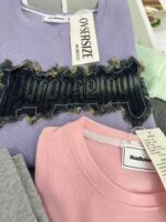 Bulk Wholesale Heavy Letter Embroidery Patchwork Denim Sweatshirts | Chinese Clothing Stock Lots Full Clearance - Image 2