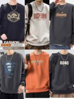 6500 PCS Full Clearance Bulk Wholesale Men's Crew Neck Sweatshirts, Unfleece Cotton Terry Spring Autumn Casual Tops - Image 8