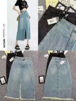 New Off-Shelf Mixed Denim Maxi Skirts Full Clearance Wholesale Chinese Clothing Stock Lots - Image 8