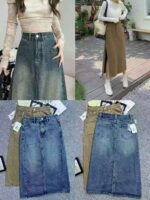 New Off-Shelf Mixed Denim Maxi Skirts Full Clearance Wholesale Chinese Clothing Stock Lots - Image 7