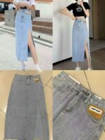 New Off-Shelf Mixed Denim Maxi Skirts Full Clearance Wholesale Chinese Clothing Stock Lots - Image 2