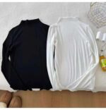 Bulk Chinese Stock Lot Women's Modal Half Turtleneck Stretch Slim Long Sleeve Base T-Shirts For Wholesale Export - Image 5