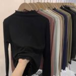 Fall Must-have Ruffled Mock Neck Brushed Stretch Base Layer Tops - Chinese Clothing Stock Lots Wholesale - Image 2