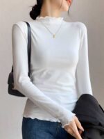 Autumn Essential Ruffled Mock Neck Thermal Base Tops | Bulk Chinese Clothing Stock Wholesale - Image 9
