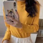 Autumn Essential Ruffled Mock Neck Thermal Base Tops | Bulk Chinese Clothing Stock Wholesale - Image 5