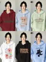 Clearance Stock Spring Cartoon Dopamine Women's Cotton Hoodies Loose One Size Bulk Wholesale - Image 8