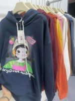Clearance Stock Spring Cartoon Dopamine Women's Cotton Hoodies Loose One Size Bulk Wholesale - Image 4