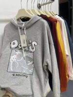 Clearance Stock Spring Cartoon Dopamine Women's Cotton Hoodies Loose One Size Bulk Wholesale - Image 3