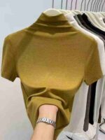 Women's Ancar Red Half Turtleneck Short Sleeve T-Shirt Pure Cotton High Stretch One Size Inner Top For Spring Autumn Wholesale Stock - Image 8