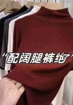 Women's Ancar Red Half Turtleneck Short Sleeve T-Shirt Pure Cotton High Stretch One Size Inner Top For Spring Autumn Wholesale Stock - Image 5