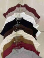 Women's Ancar Red Half Turtleneck Short Sleeve T-Shirt Pure Cotton High Stretch One Size Inner Top For Spring Autumn Wholesale Stock - Image 4