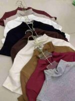 Women's Ancar Red Half Turtleneck Short Sleeve T-Shirt Pure Cotton High Stretch One Size Inner Top For Spring Autumn Wholesale Stock - Image 3