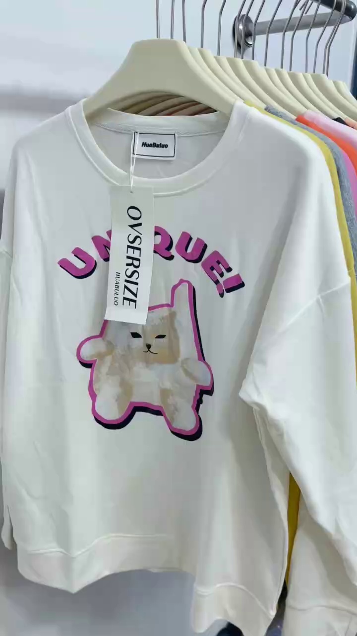 Spring American Lazy Style Women's Crewneck Cotton Sweatshirts Bulk Chinese Clothing Stock Lots Wholesale - Image 1