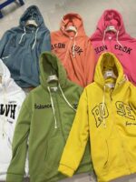 Flash Sale 500pcs Bulk Lot: Cotton Fleece Lined Zip Up Double Hood Hoodies, Quality Stock Clothing Wholesale Export - Image 7