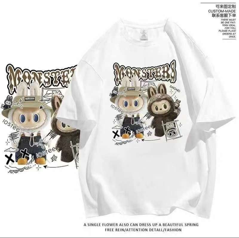 Hot Trending Labubu Print 180g Combed Cotton Short Sleeve T-Shirts Bulk Chinese Clothing Stock Lots for Wholesale Export - Image 2