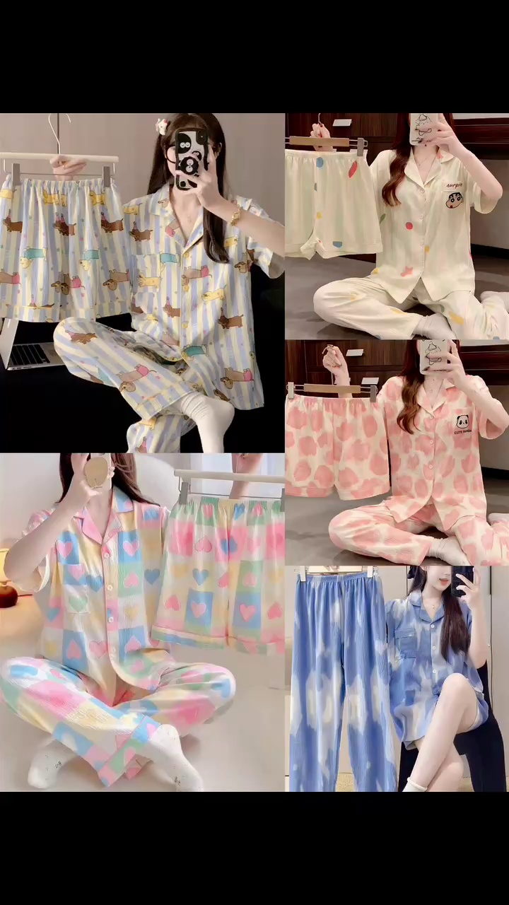 Bulk Wholesale Women's 3-Piece Cloud Cotton Pajama Loungewear Set Chinese Clothing Stock Lots - Image 1