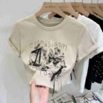 Korean Label Sexy Women's Cotton Short Sleeve T-shirts Bulk Clearance Wholesale Stock Clothing - Image 8