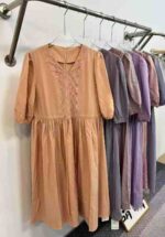 High Quality Hangzhou Satin Midi Dress | New Summer Loose V-neck Dress | Bulk Chinese Clothing Stock For Wholesale Export - Image 6