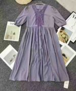 High Quality Hangzhou Satin Midi Dress | New Summer Loose V-neck Dress | Bulk Chinese Clothing Stock For Wholesale Export - Image 3