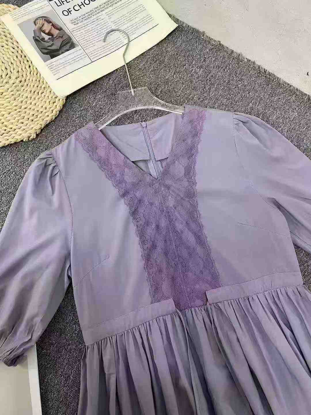 High Quality Hangzhou Satin Midi Dress | New Summer Loose V-neck Dress | Bulk Chinese Clothing Stock For Wholesale Export - Image 2