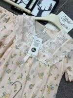 New Summer 3-Piece Pajama Set With Built-in Chest Pads, Cloud Cotton Doll Collar Lace Sleepwear Chinese Stock Wholesale Export - Image 3