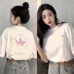 Women's Pure Cotton Short Sleeve Summer T-Shirts Loose Solid White Bulk Wholesale Full Clearance 9.3 CNY/pc - Image 6