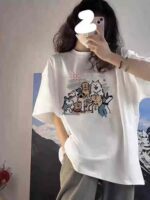 1680 Pcs Bulk 210g Pure Cotton Women's Cartoon Print Loose Short Sleeve T-Shirts Chinese Clothing Stock Lots Wholesale - Image 9