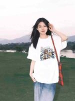 1680 Pcs Bulk 210g Pure Cotton Women's Cartoon Print Loose Short Sleeve T-Shirts Chinese Clothing Stock Lots Wholesale - Image 7