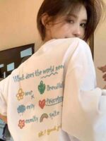 Bulk Wholesale 1800pcs Pure Cotton Loose Niche Japanese Women's Short Sleeve T-Shirts Solid White Stock Lot - Image 8