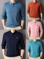 Whole Lot Clearance Branded Men's Polo Collar Long Sleeve T-Shirts 963 Pcs, 14.3 CNY, Thick Mercerized Pique Cotton, 7 Colors Available - Image 9