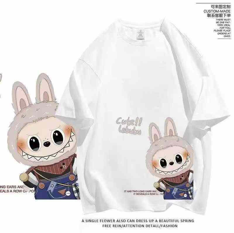 Hot Selling Labubu Printed Short Sleeve T-Shirts | 180g Combed Cotton | Mixed Patterns | Chinese Stock Lot Wholesale Export - Image 2