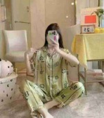 4600 Sets Women's Faux Silk Pajama 2-Piece Set Summer Thin Short Sleeve Plus Size Loungewear Stock Clearance - Image 8