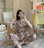 4600 Sets Women's Faux Silk Pajama 2-Piece Set Summer Thin Short Sleeve Plus Size Loungewear Stock Clearance - Image 6