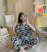 4600 Sets Women's Faux Silk Pajama 2-Piece Set Summer Thin Short Sleeve Plus Size Loungewear Stock Clearance - Image 3