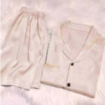 Ins Style Women's Ice Silk Solid Color Pajama Sets Summer Thin Short Sleeve Loungewear, 1200 Sets Full Clearance Bulk Wholesale - Image 4