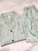 Ins Style Women's Ice Silk Solid Color Pajama Sets Summer Thin Short Sleeve Loungewear, 1200 Sets Full Clearance Bulk Wholesale - Image 3