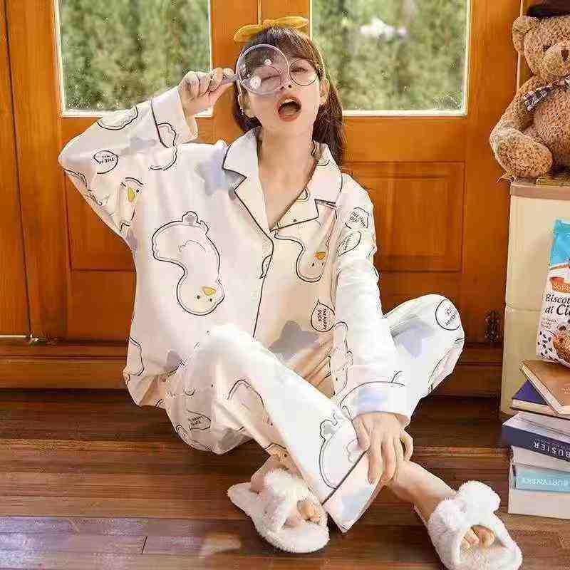 Autumn Women's Loungewear Pajama Set Long Sleeve Long Pants 5400 Pieces Total, Imitation Cotton High Stretch Size M-XXL - Image 2