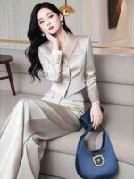 Champagne French Vintage Tweed Blazers For Women | 600pcs Bulk Clearance | S-XL Lined Authentic Outerwear Wholesale - Image 8