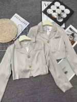 Champagne French Vintage Tweed Blazers For Women | 600pcs Bulk Clearance | S-XL Lined Authentic Outerwear Wholesale - Image 7