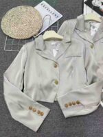 Champagne French Vintage Tweed Blazers For Women | 600pcs Bulk Clearance | S-XL Lined Authentic Outerwear Wholesale - Image 6