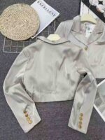 Champagne French Vintage Tweed Blazers For Women | 600pcs Bulk Clearance | S-XL Lined Authentic Outerwear Wholesale - Image 5