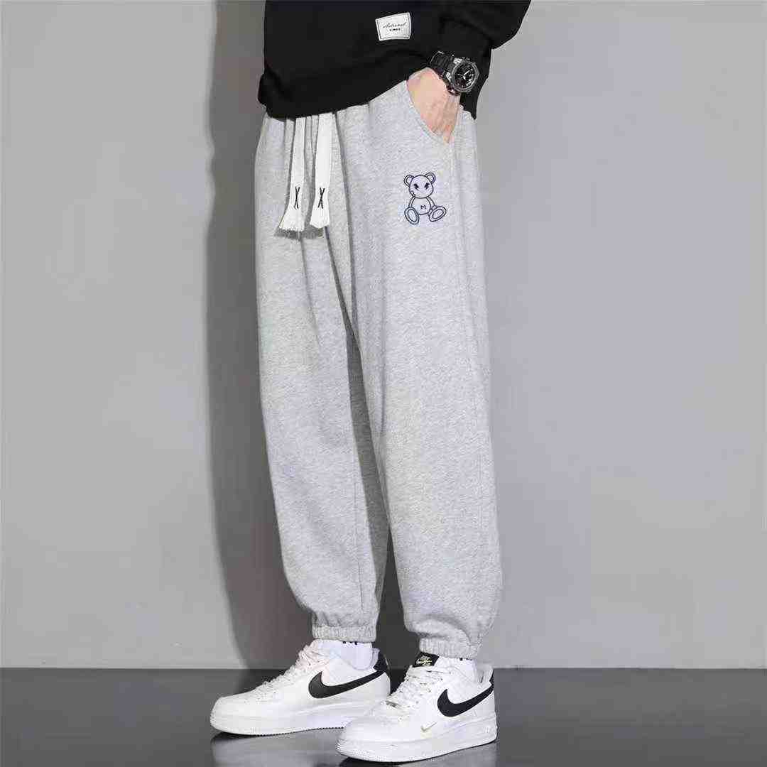 Bulk Clearance Unisex Casual Grey Cotton Terry Sweatpants Men's Versatile Cuffed Sports Joggers - Image 1