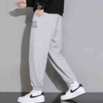 Bulk Clearance Unisex Casual Grey Cotton Terry Sweatpants Men's Versatile Cuffed Sports Joggers - Image 8